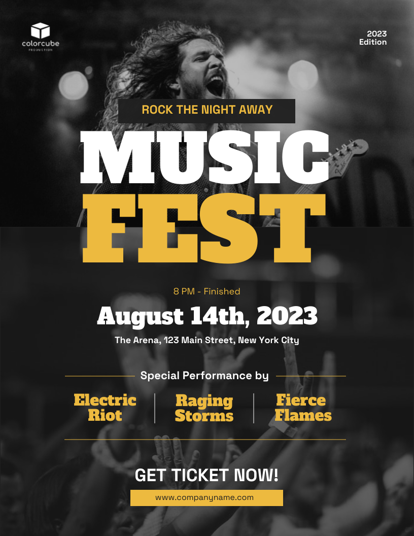 Dark and Yellow Music Concert Poster