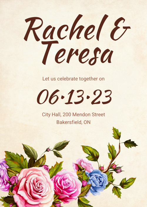 Vintage Roses Wedding Invitation