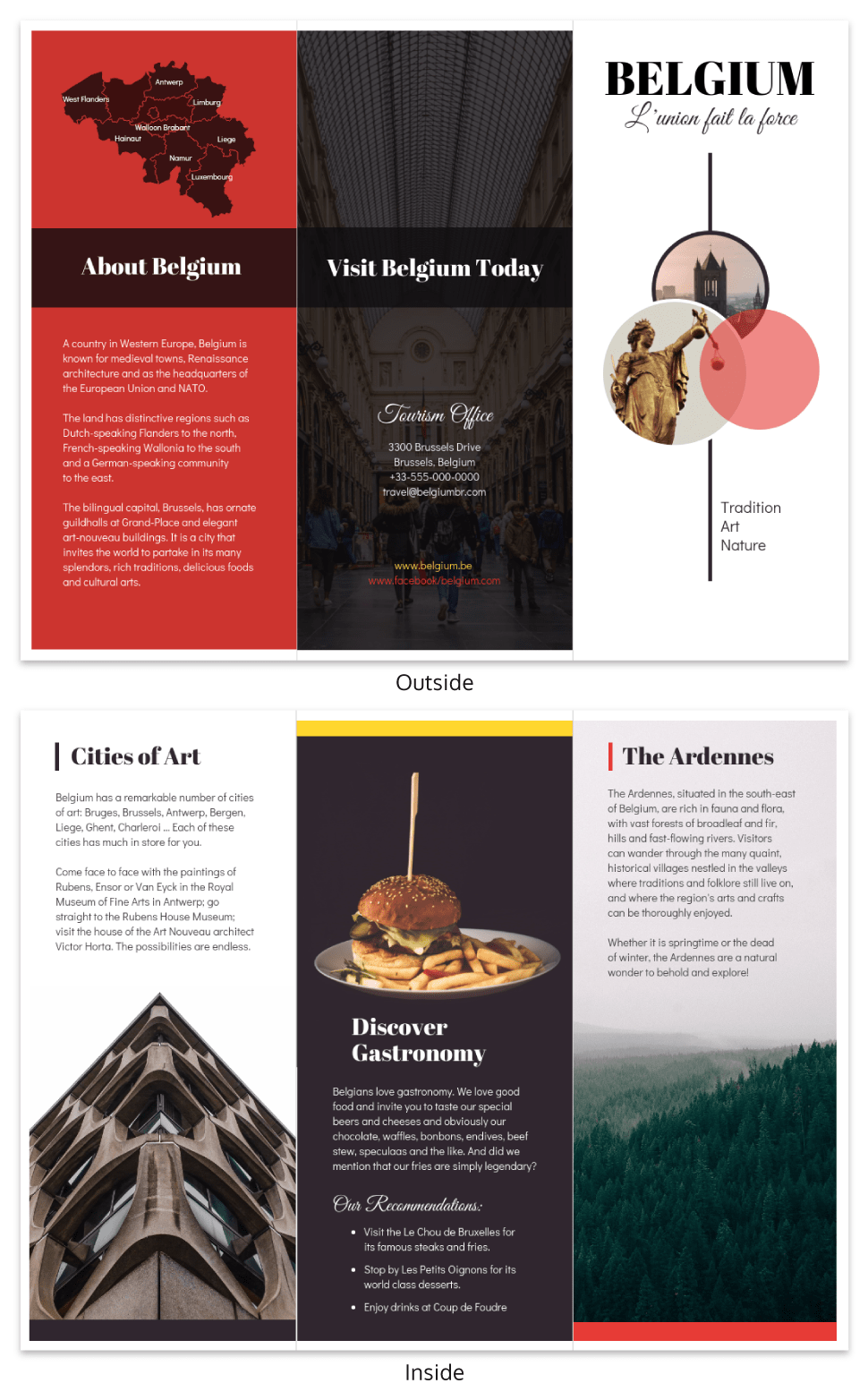 Belgium Travel Tri Fold Brochure Template Vacation Travel Brochure Template