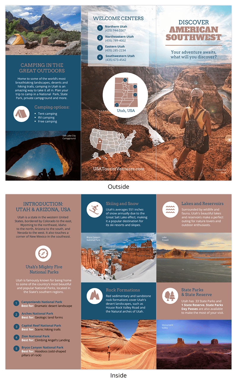 Utah Travel Tri Fold Brochure Template Utah Travel Brochure Template