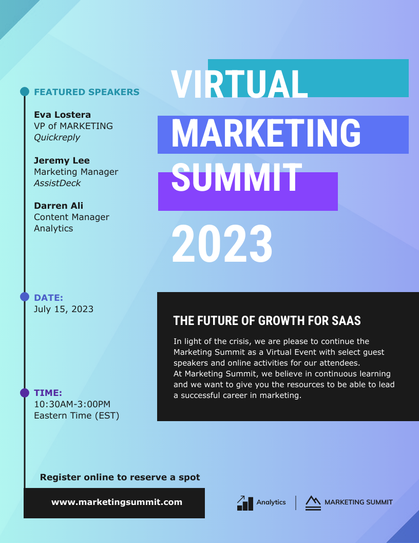 Virtual Marketing Summit Event Poster Template Virtual Marketing Summit Event Poster Template