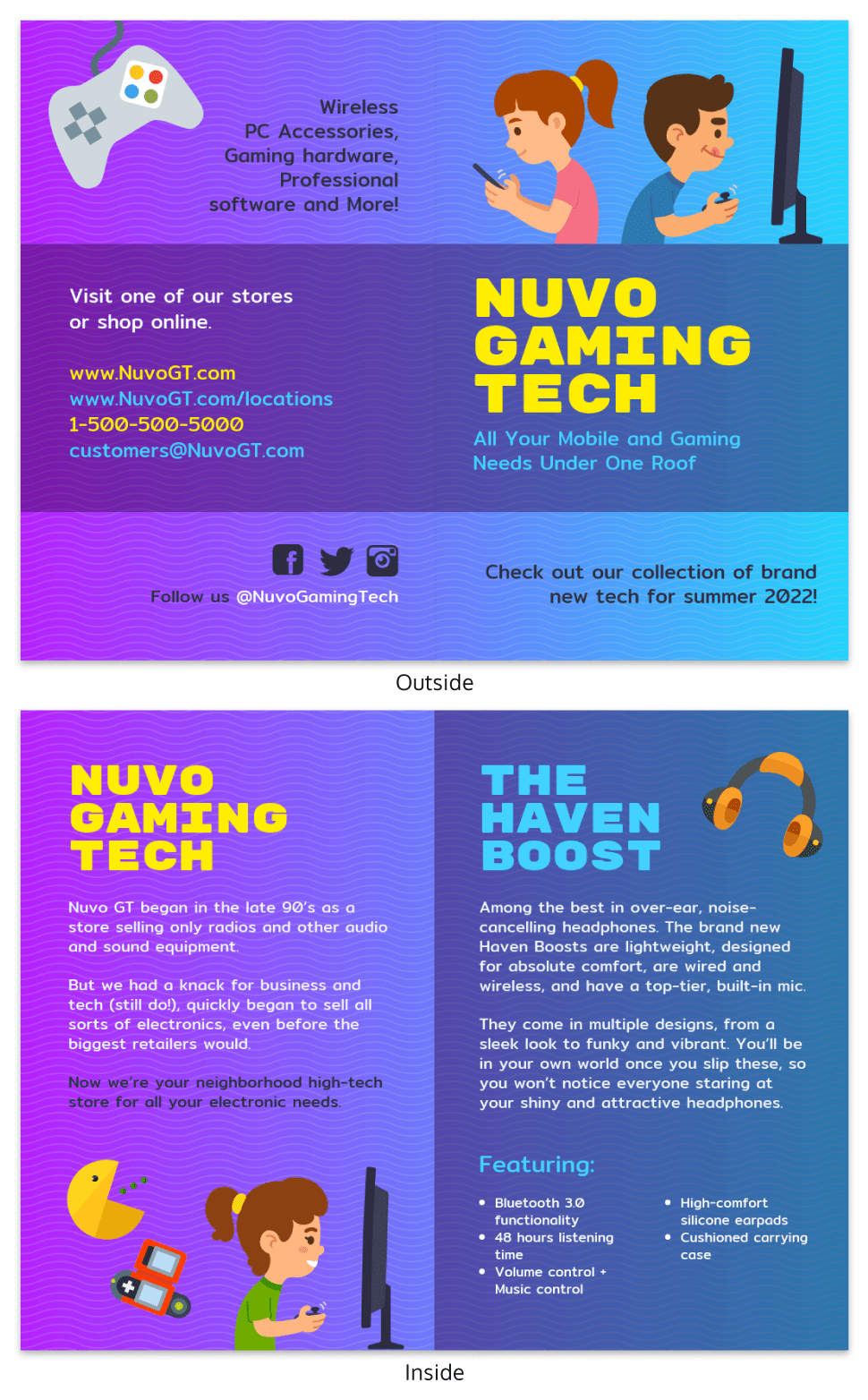 Gaming Technology Product Bi Fold Brochure Template Gaming Technology Product Bi Fold Brochure Template