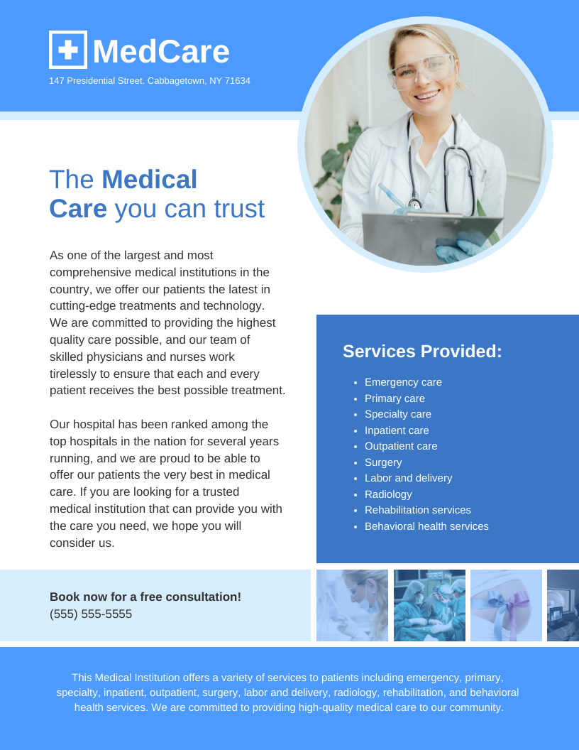 Free Medical Institutions Flyer Template Medical Flyer Template