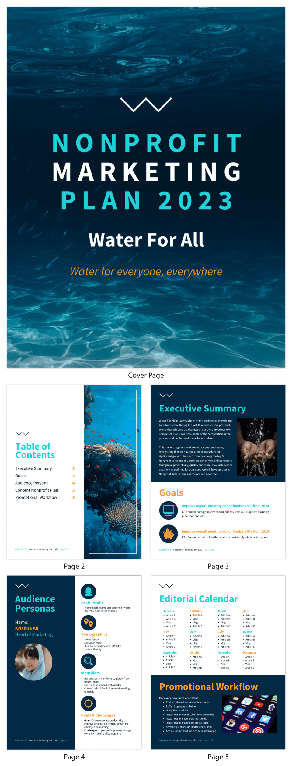 Blue Nonprofit Marketing Plan Template