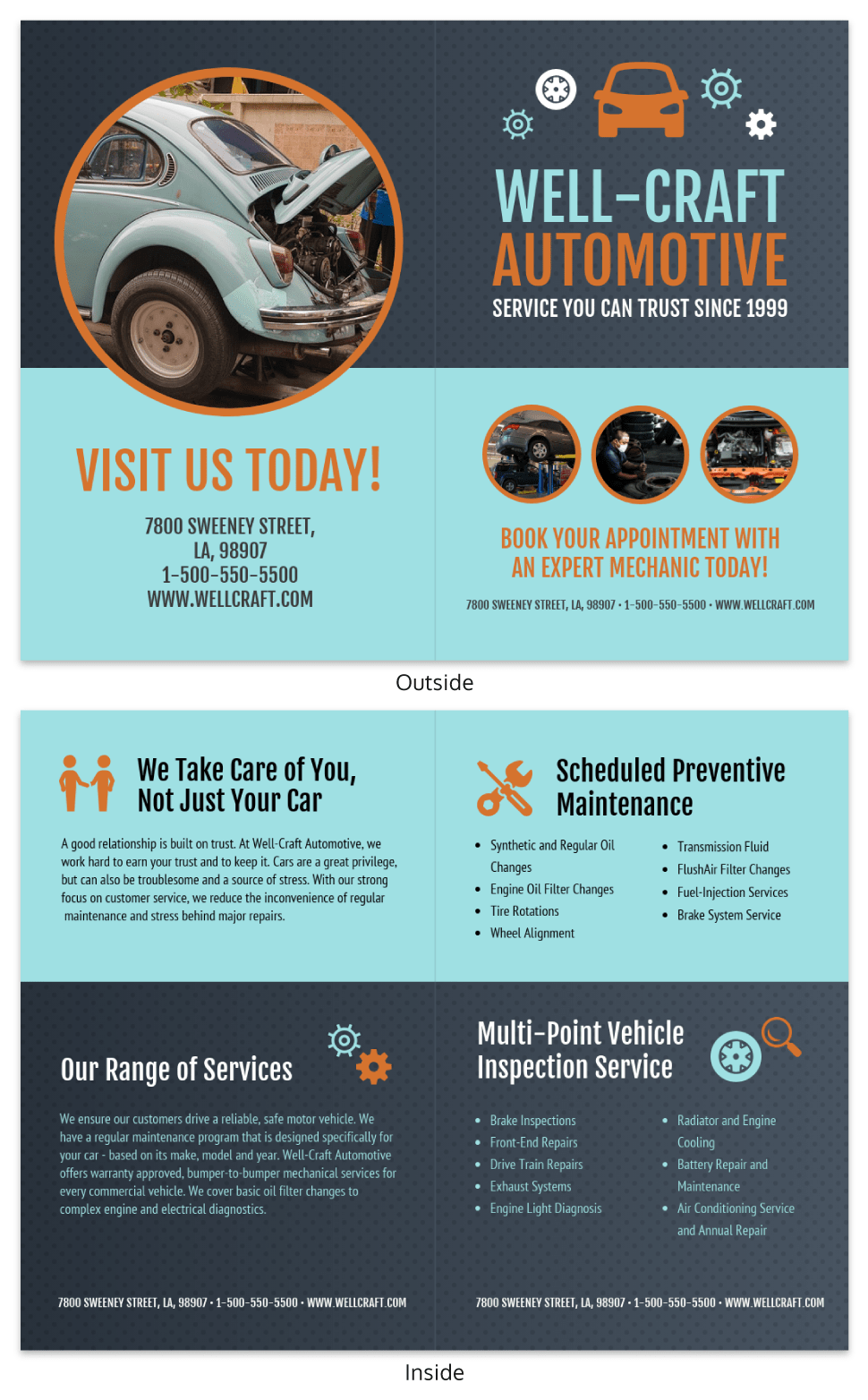 Automotive Local Business Bi Fold Brochure Template Retro Automotive Local Business Bi Fold Brochure Template