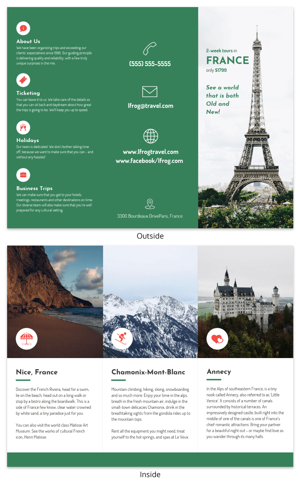France Travel Tri Fold Brochure Template France Tri Fold Travel Brochure Template