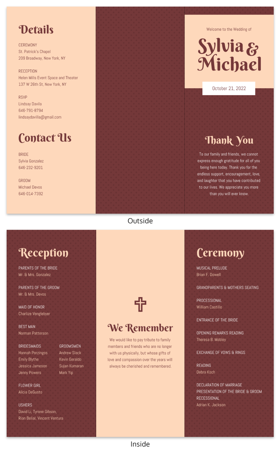Wedding Tri Fold Brochure Design Template Fall Wedding Trifold Brochure Template